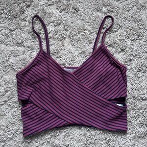 Striped Purple and Black Crop Top